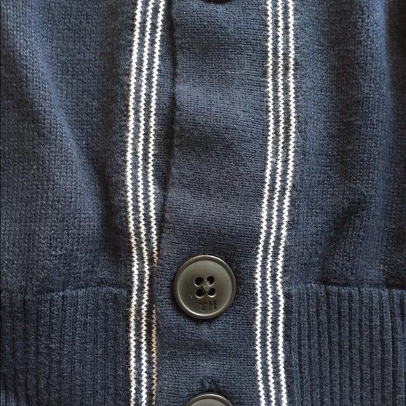 Tommy Hilfiger Men's Button down Sweater Cardigan Large Navy Blue white cotton - Picture 7 of 9